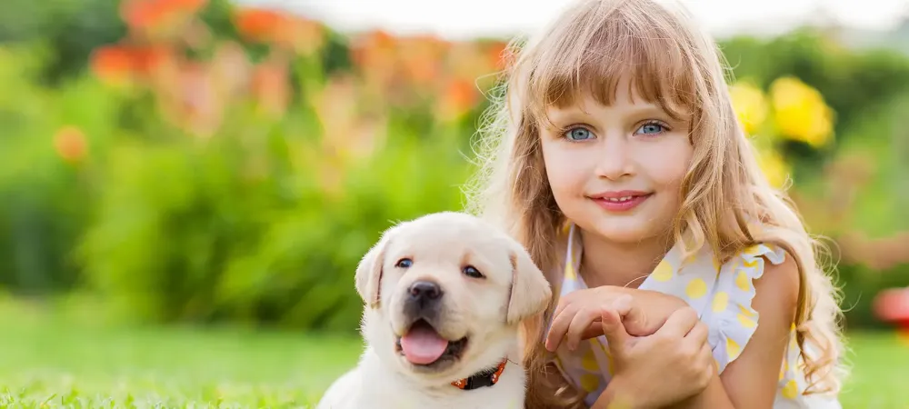 girl and dog