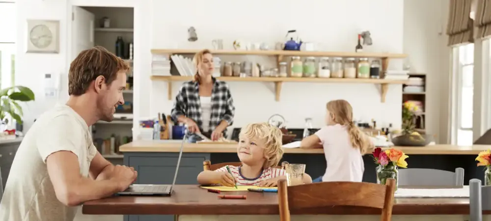 family in kitchen