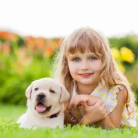 girl and dog