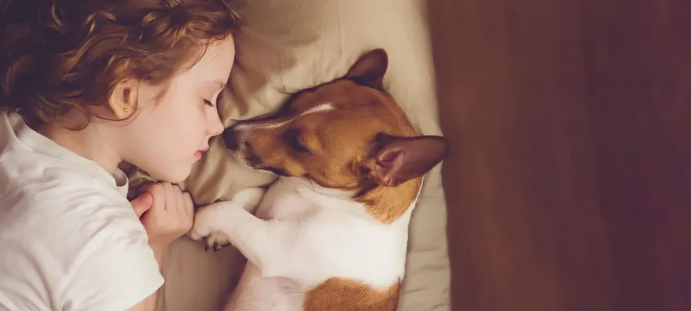 girl and dog